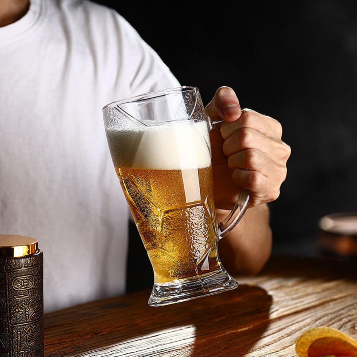 3 Stück Weltcup Bierglas 600ml aus Glas mit Henkel