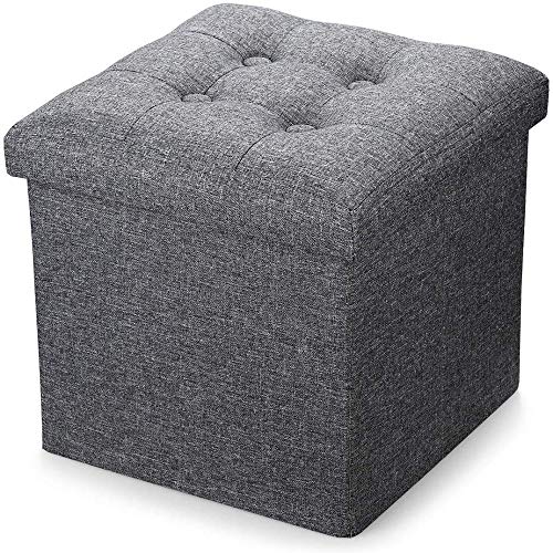 VBChome Sitzpouf Mit Stauraum - Grauer Samt, 60x38x38 Cm, Faltbar & Vielseitig