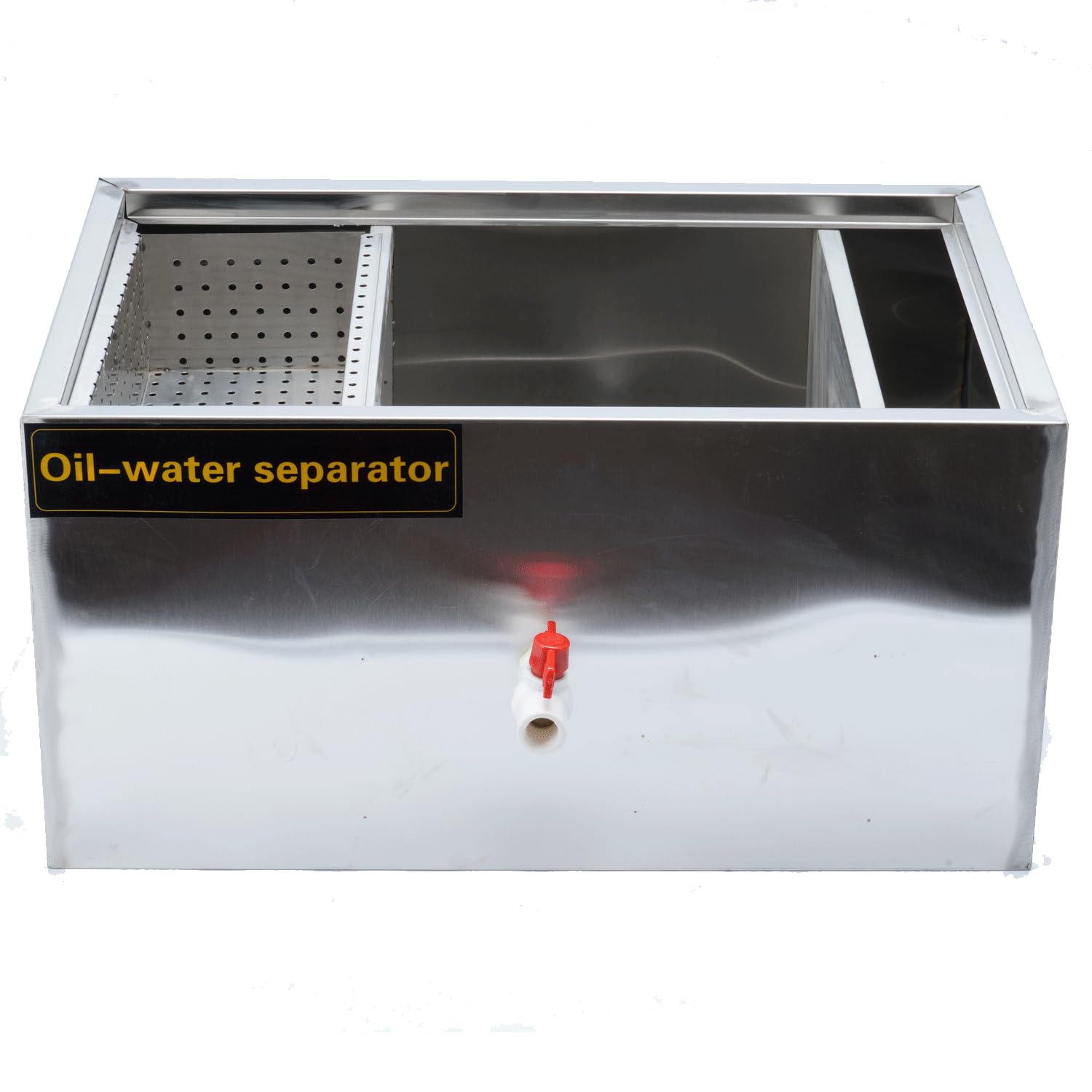 bimiti Intercepteur de graisse commercial pour évier 72 litres,En acier inoxydable,Séparateur de filtre à graisse sous évier,Avec 3 entrées supérieures pour cuisine de restaurant,60x40x30 cm