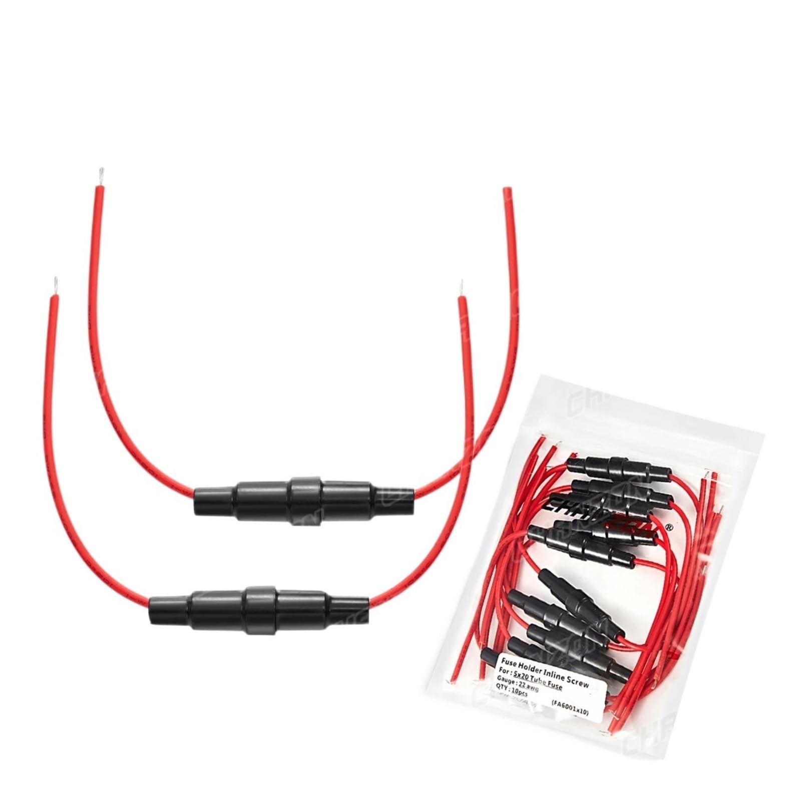 Boîte à fusibles de voiture en verre NISZA avec support de tube à vis 5x20mm 22 AWG