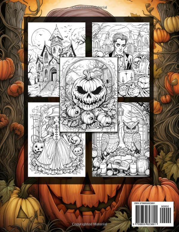 Vintage Halloween: Cute And Spooky Happy Halloween Coloring Books for Adults With 50 Scary Scenes And Characters - Image 2