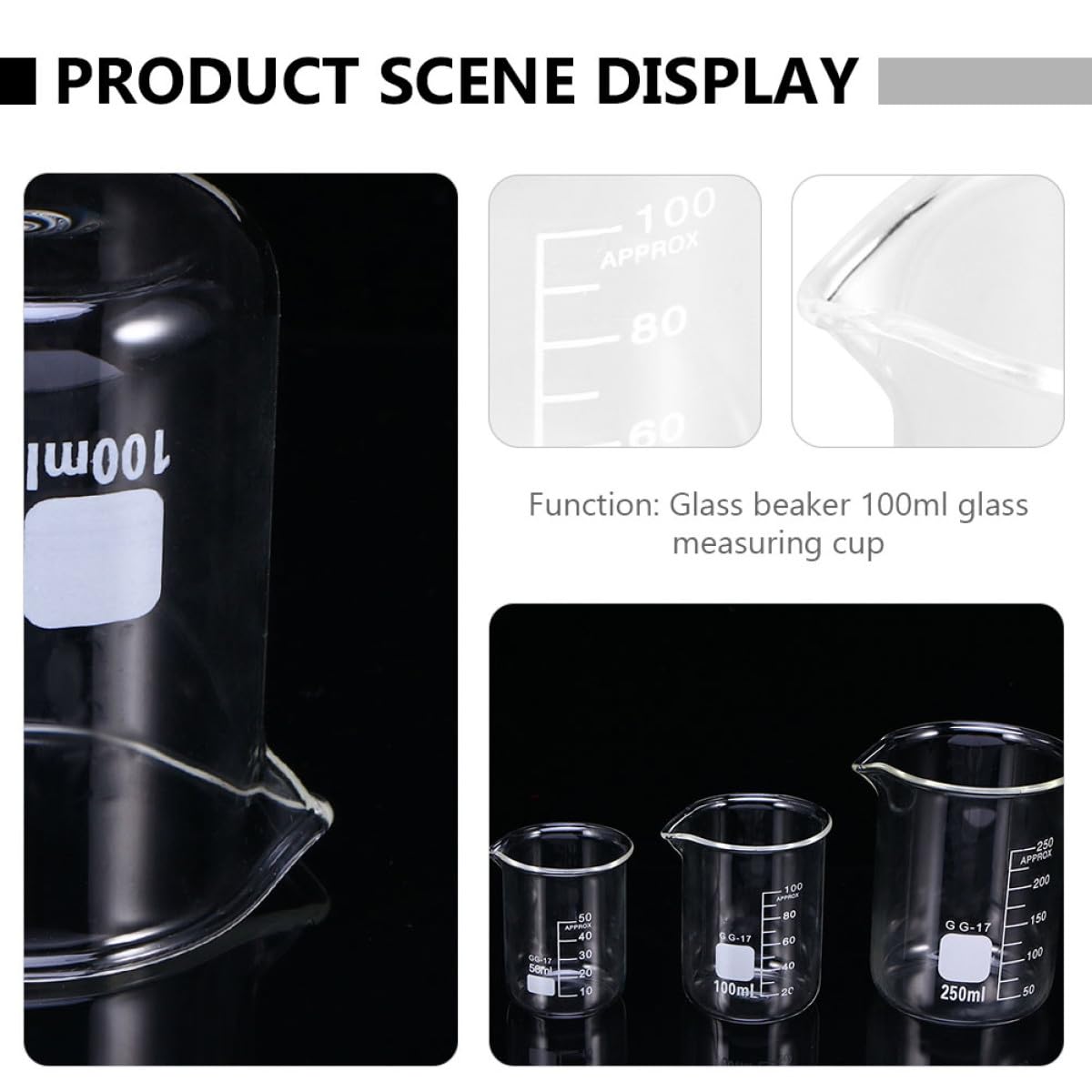 Tasses à Mesurer en Verre Transparent 100 Ml Lot de 10 Graduation Visible Cuisine, Pâtisserie et Usage en Laboratoire Pratique et Léger