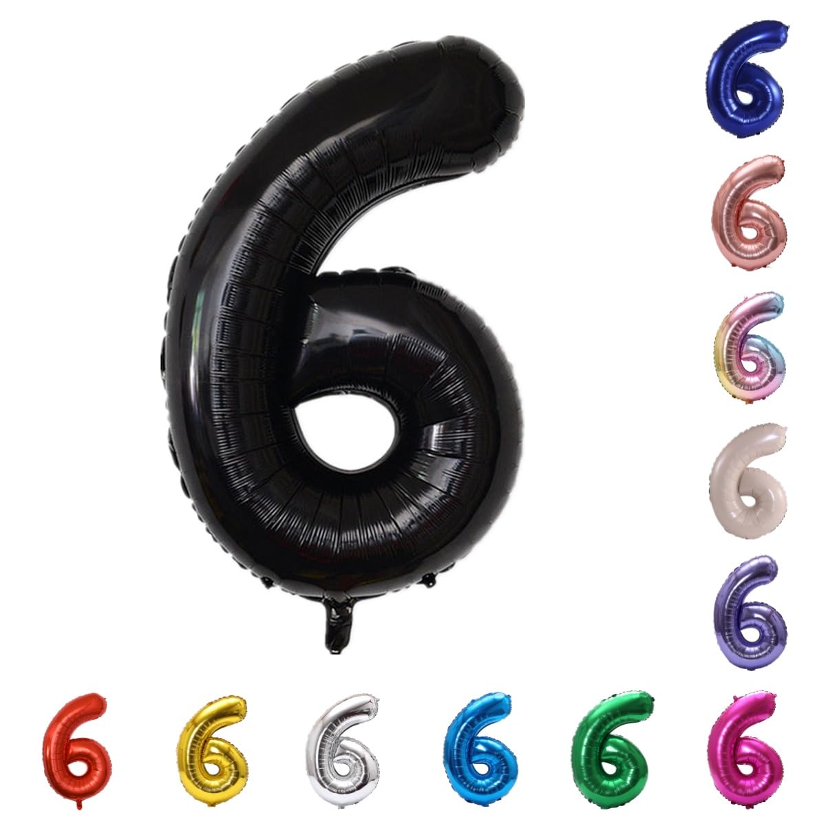 YPSelected 32 Inch Large Foil Helium Number Balloon Birthday Wedding Party 0-9 (Black, 6)