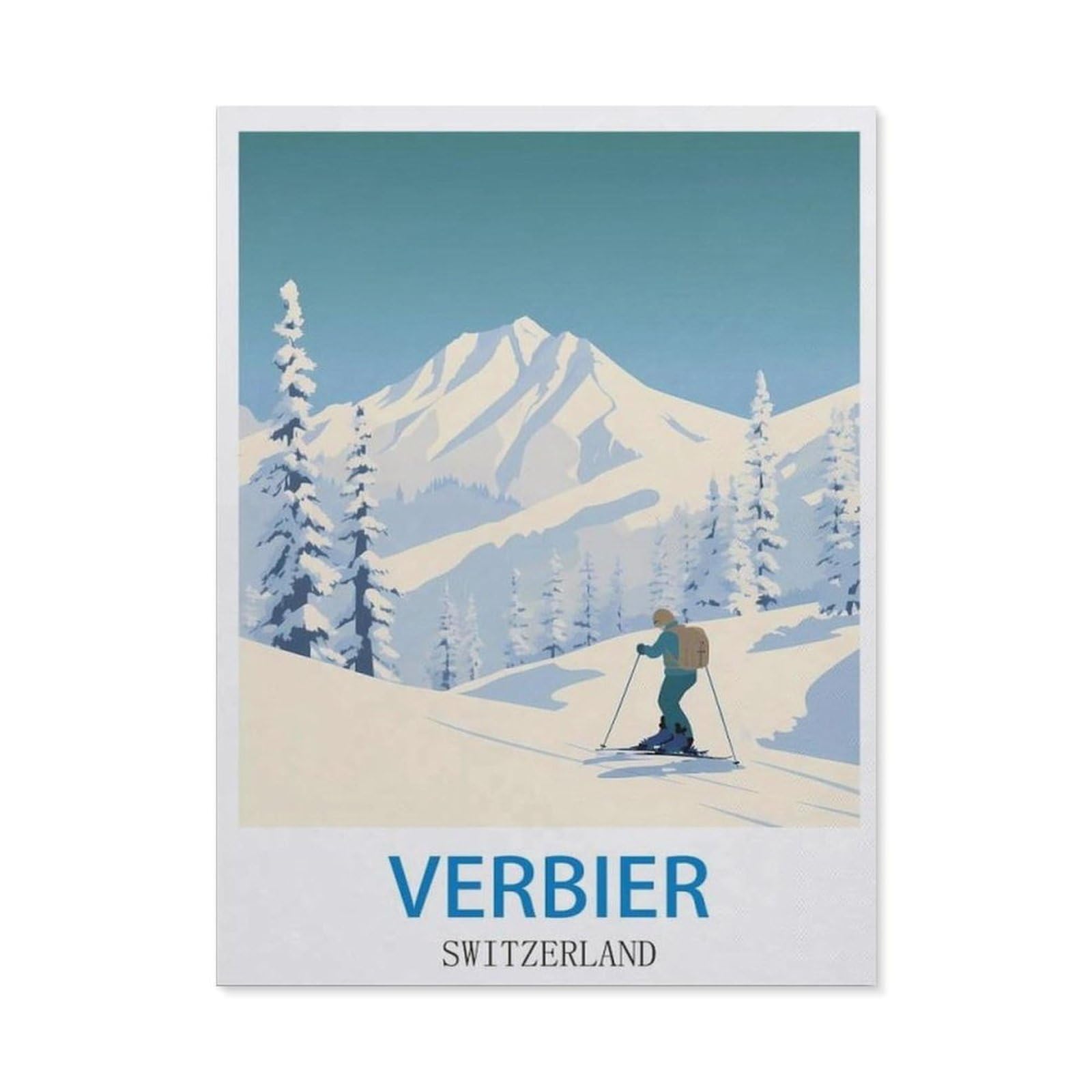 BEAYODKP 5D Diamond Painting Set ，Verbier Switzerland ， Ski