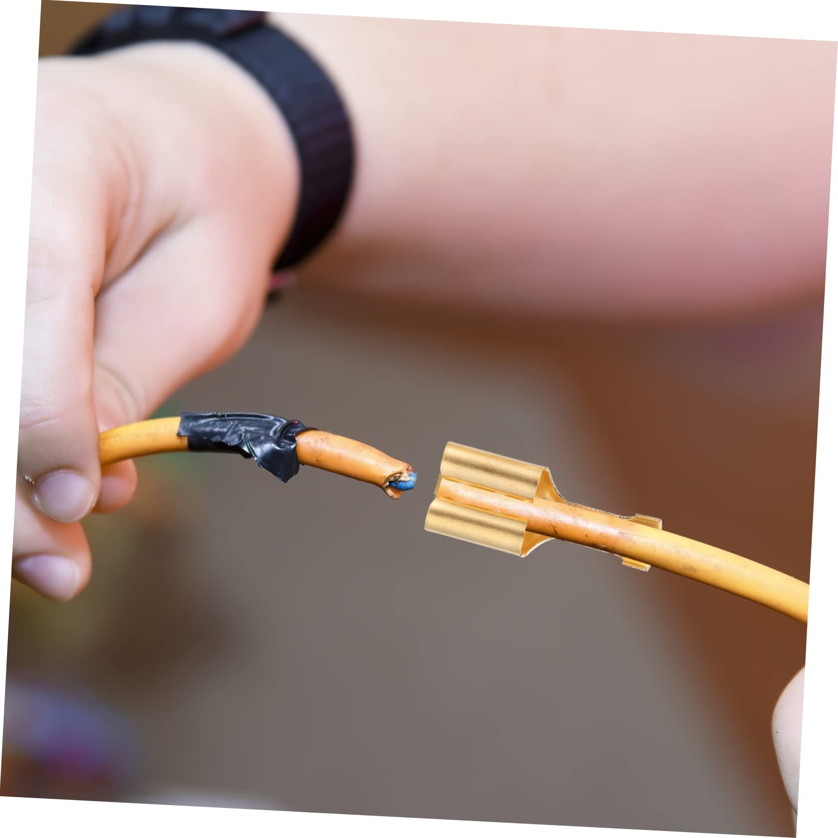 VILLFUL 1 Set Female Spade Connector Amp Wiring Kit Brass Wire Connectors Spade Connector Golden