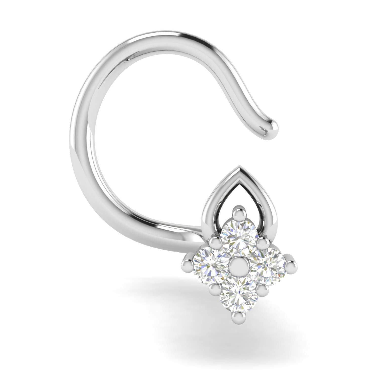 18KT White Gold and Diamond Nose Ring for Women