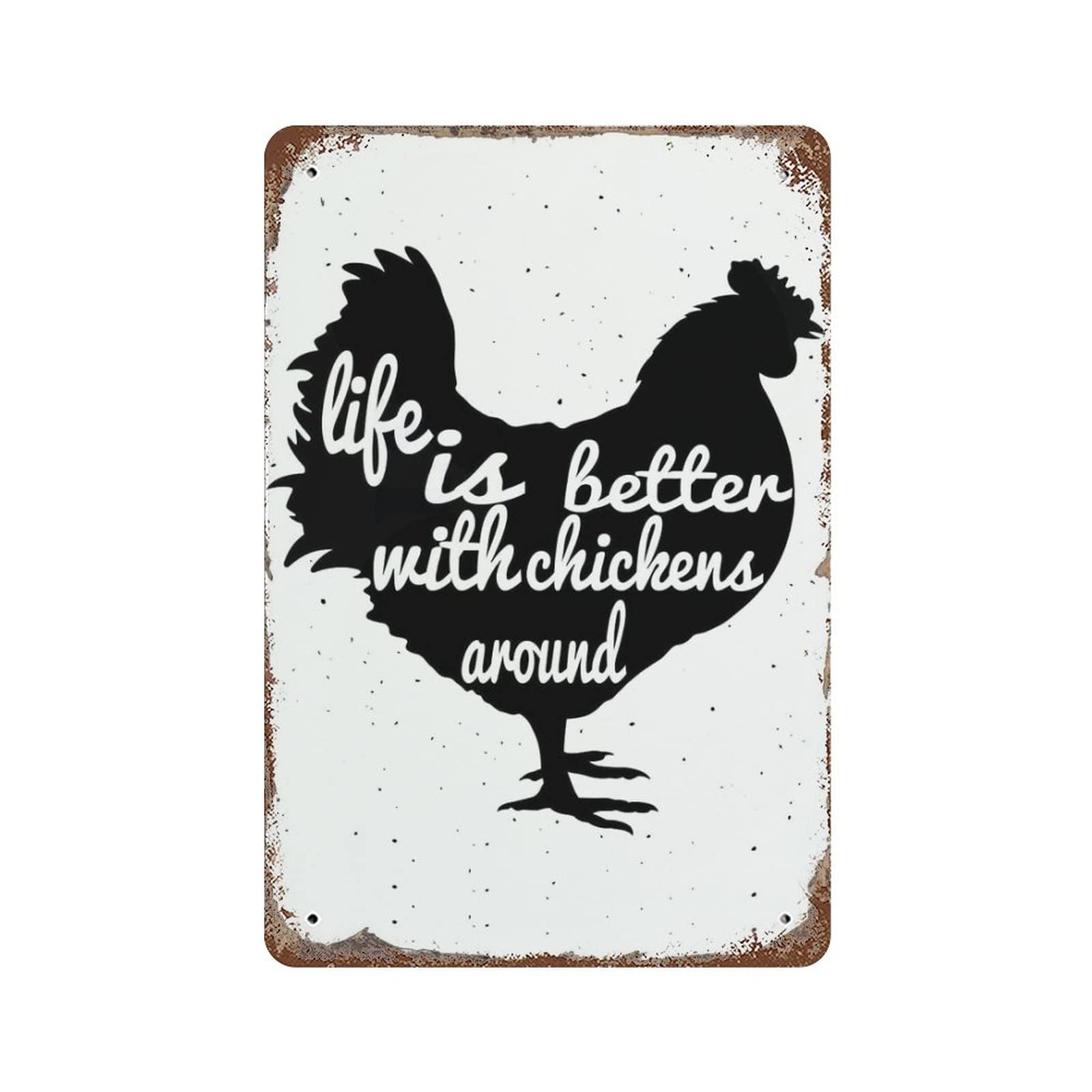 AOOEDM Life Is Better with Chickens Around Vintage Metal Sign Tin Sign for Home Bar Pub Kitchen Man Cave Tin Sign Wall Decor Poster Wall Plaque