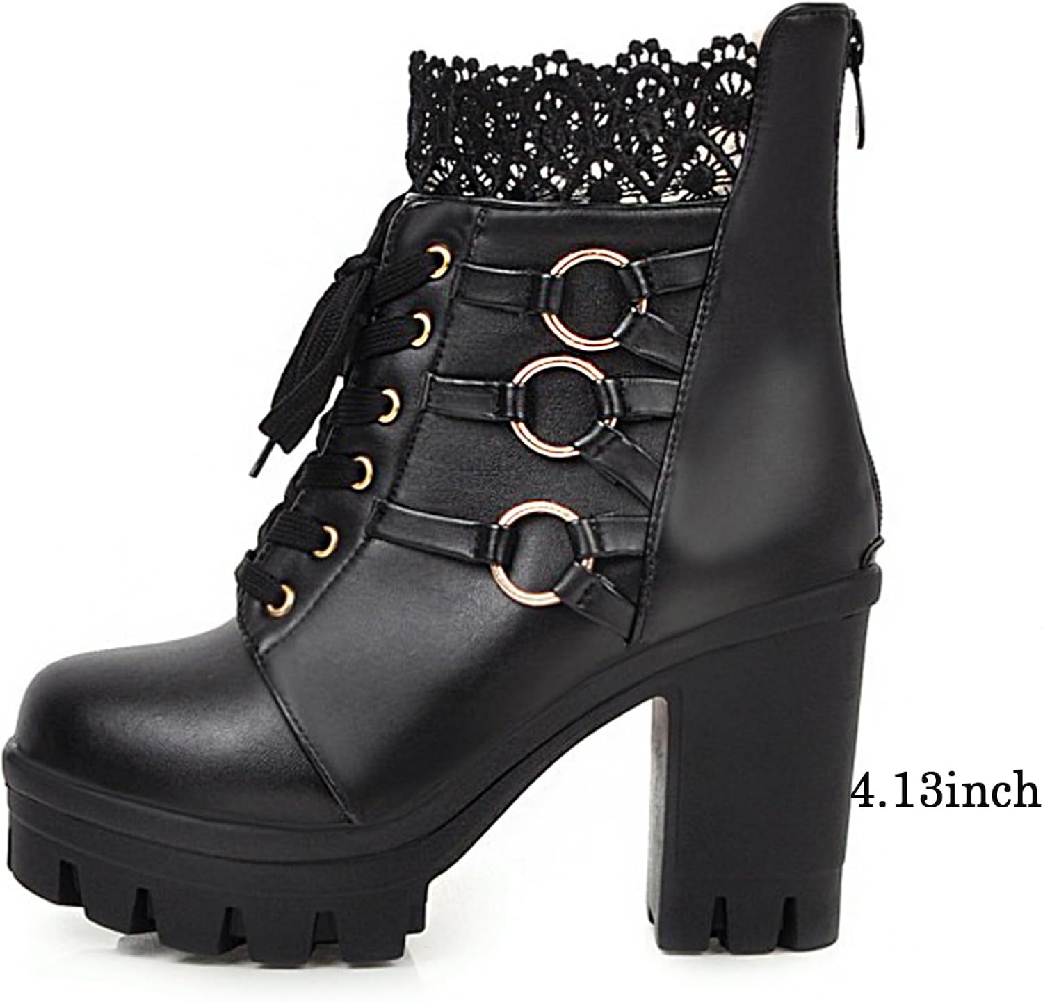 MEOTINA Goth Chunky Platform Boots for Women High Heel Black Ankle Booties Rivets Punk Combat Boot Shoes - Image 6