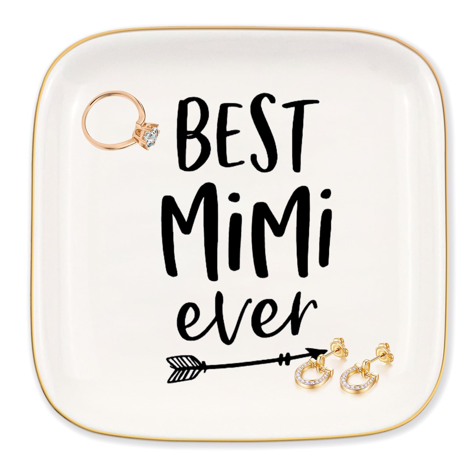Mimi Gifts for Grandma - Best Mimi Ever, Jewelry Tray Ring Dish for Mimi, Gifts for Mimi from Grandkids Grandchildren, for Grandma Mother's Day, Birthday, Christmas, Valentine's Gifts