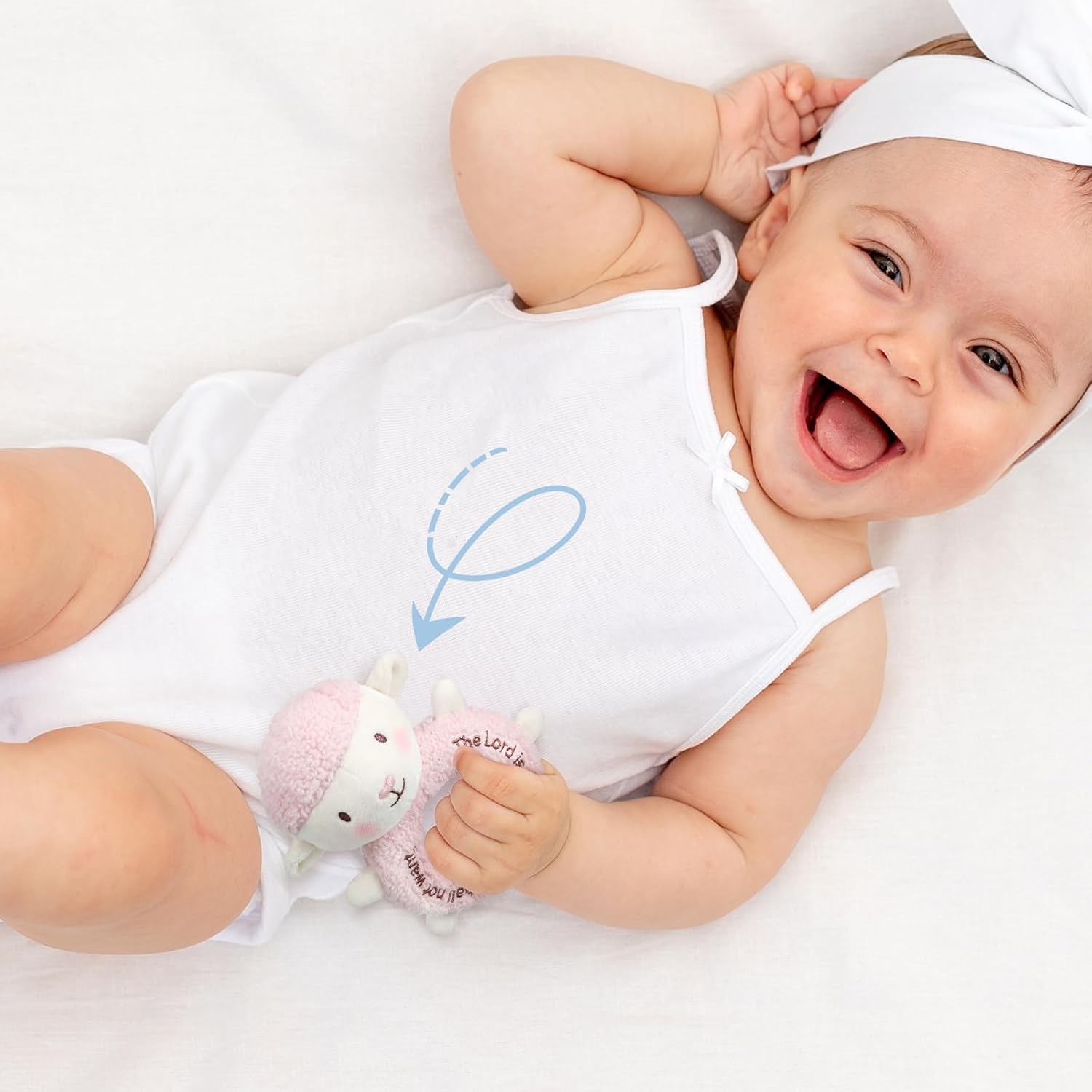 Karenhi Stuffed Animal Little Stuffed Animal Praying Baptism Soft Plush Snuggle God's Toy with Embroidered Religious Gift for Boys Girl Baby Showers Mom's Nursery Decor Doll Toy (Lamb,Pink)