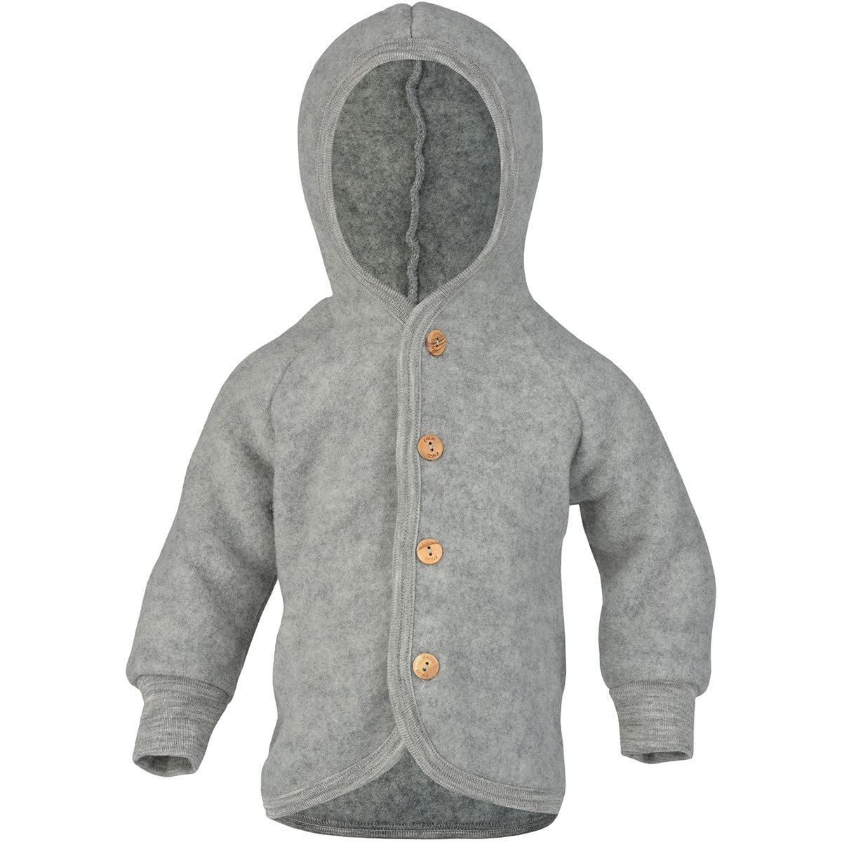 Engel Baby Jacke mit Kapuze Wollfleece, Hellgrau Melange, 62/68