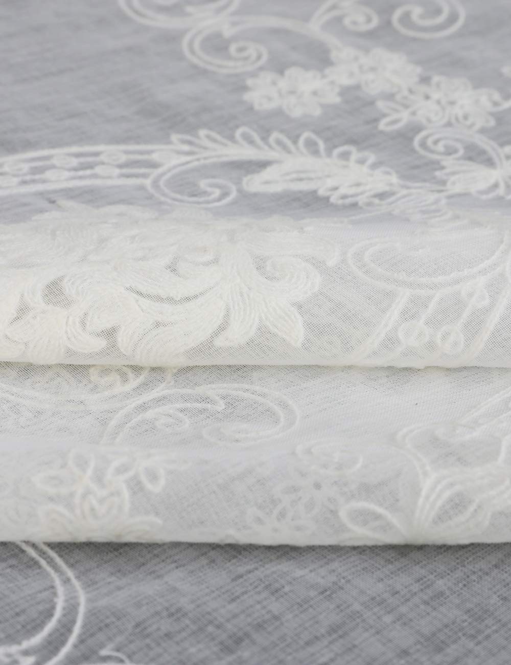 Lactraum Rideaux de salon avec œillets - Blanc transparent - Brodé - Vintage - Voile classique (normal) - 300 x 245 cm