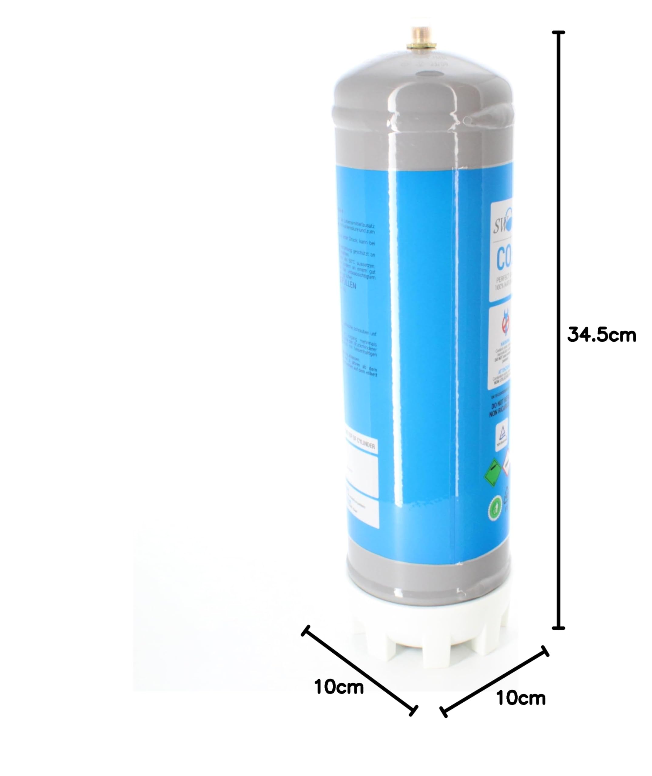 Swan Bouteille Co2 1200 g jetable raccord M11 x 1 pour distributeurs d'eau pétillante 4 bouteilles