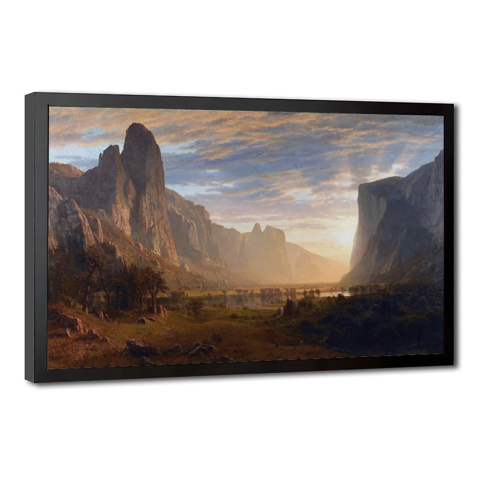 WCYB Stretched Canvas Looking Down Yosemite Valley by Albert Bierstadt Landscape Prints Posters Canvas Deco Paintings Wall Art For Office Living Room Hanga