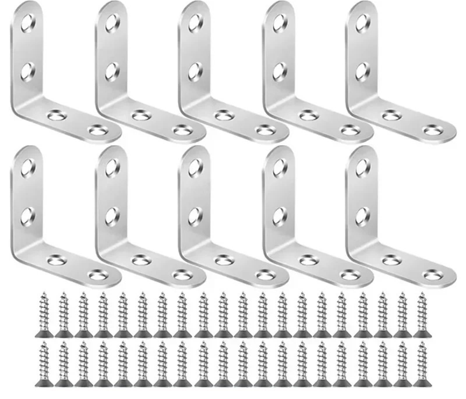 Sdiuakbv 10Set-4X4cm Shelf Brackets Stainless Steel L Bracket Corner Brace With Screws 90°Angle Joint Brackets Fastener Wood Cabinet Connector Support Frame Shelf For The Kitchen(10Set-4X4cm)