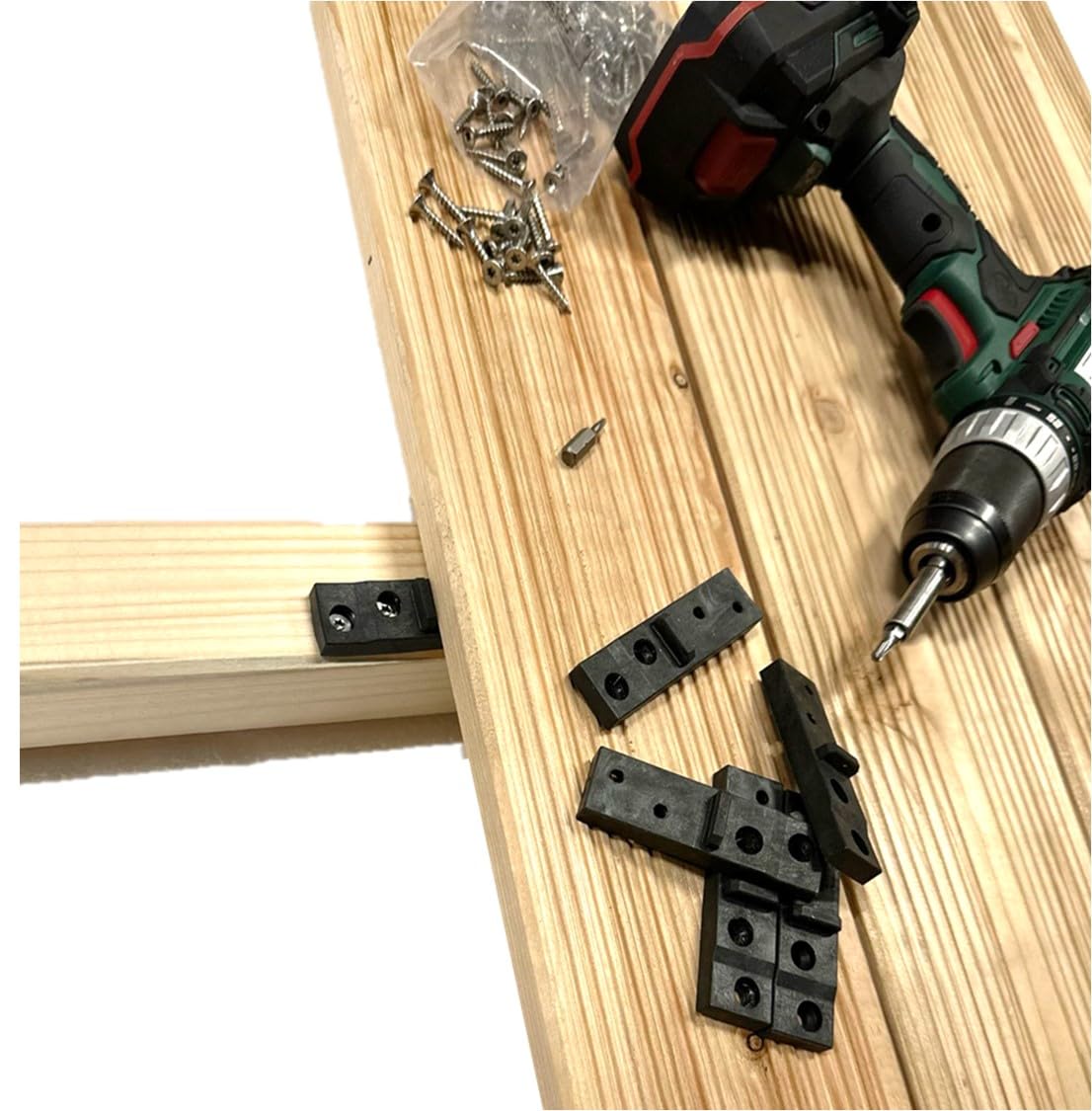 Abstandhalter für Terrassendielen verdeckte Befestigung Fugenbreite 2 mm / 4 mm oder 7 mm Inkl. Edelstahl Schrauben + 1 Bit (100, HOLZ Unterkonstruktion, 4 mm Fugenbreite)