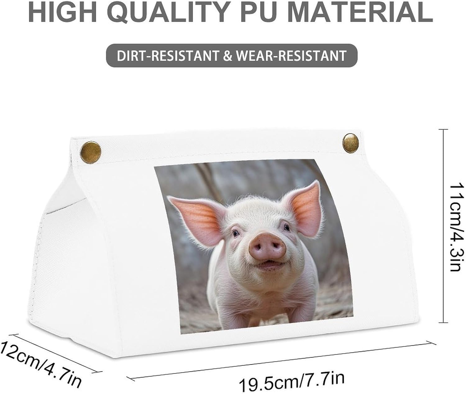 PU Tissue Box Cover Funny Cute Animal Printed Decorative Tissue Paper Holder Napkin Tissues Organizer for Bathroom Vanity Countertop Night Stands Office Desk image 2