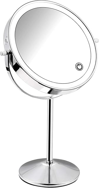 Micacorn Makeup Mirror Double-Sided 1X 7X Magnified Vanity Mirror with LED Light USB Rechargeable Touch Screen 3 Colors Brightness Adjustable 360° Rotation for Dressing Table, Bathroom, Bedroom