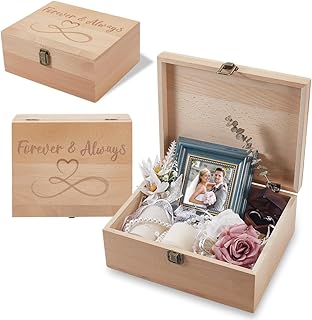 arricraft 1 Pc Wood Memory Keepsake Box, Forever and Always Memory Box w...