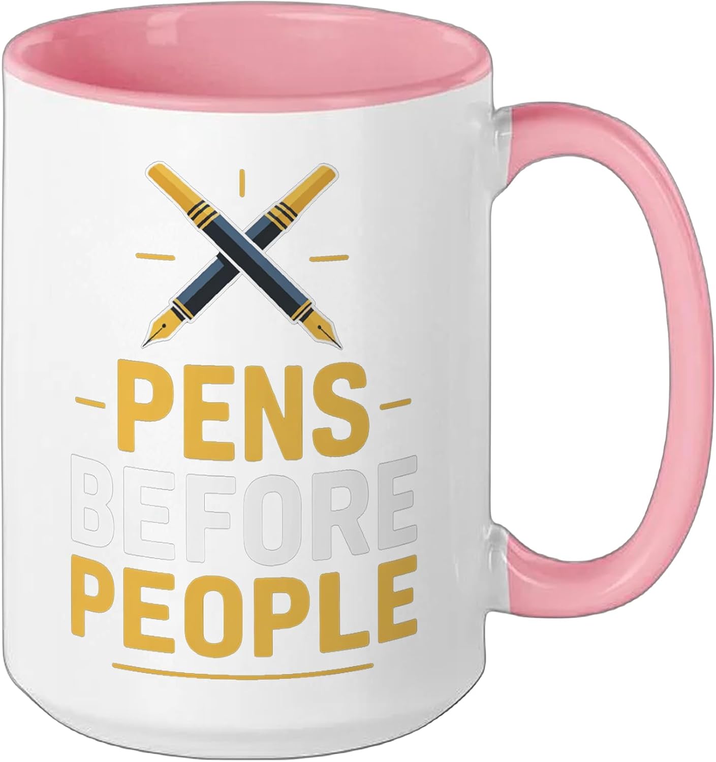 Fountain Pen Collector Stationery Lover Humor Ceramic Mug, Pink/White, 15oz image 2