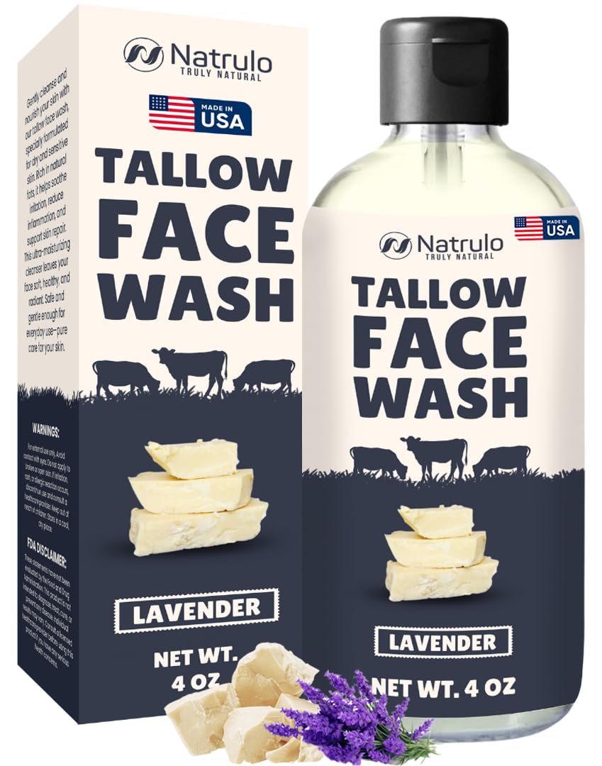 Beef Tallow Soap All Natural Grass Fed Tallow Face Wash Moisturizing Exfoliating Face Cleanser Great for Eczema Dry