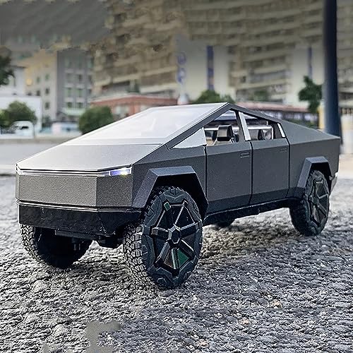 Image of 124 Cyber Truck Model Die Cast Metal Toy Cars for Kids Pullback Openable Door Car Toys Sound Light