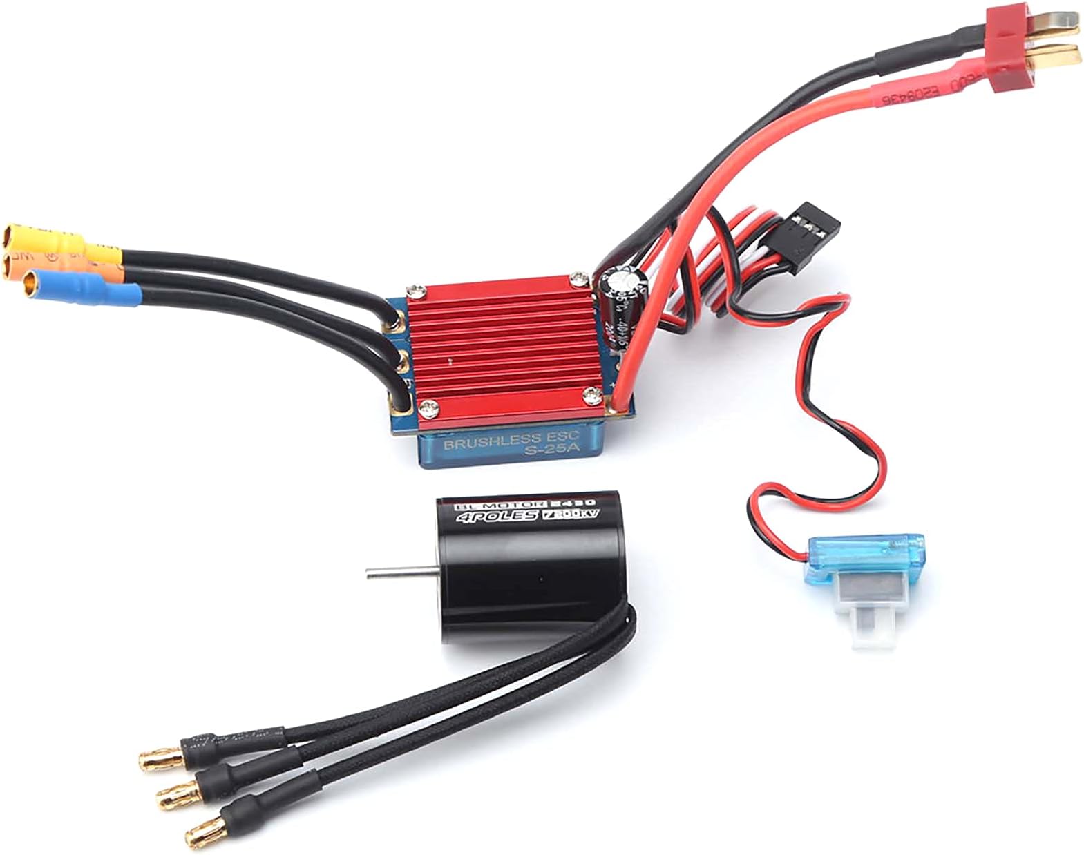 2430 7200KV 4P Sensorless Brushless Motor with 25A Brushless ESC?Electric Speed Controller? for 1/16 1/18 RC Car Truck