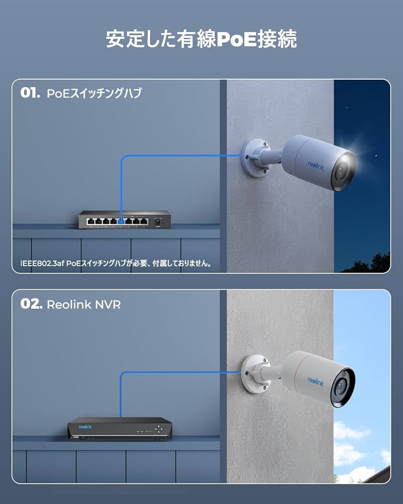 Reolink 防犯カメラ 4K PoE給電 800万画質 有線接続 監視カメラ Amazon.co.jp: Reolink 防犯カメラ PoE給電 4K 800万画素 5倍
