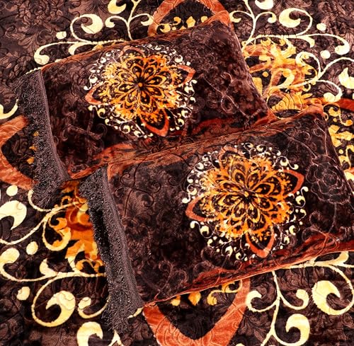 Image of Petals Dreams Bridal Bedsheet Set with 2 Pillow Covers for Wedding, King Size Double Bed (Royal Ember)