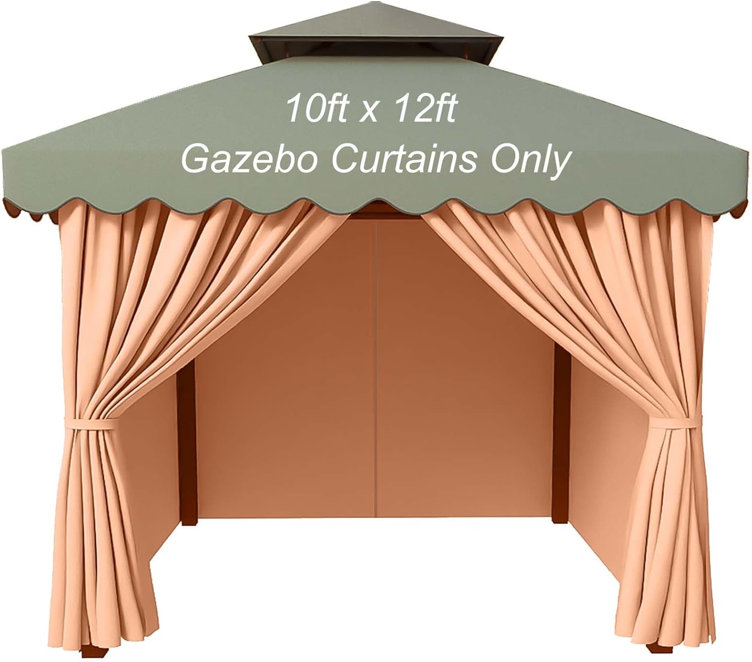 PLULON 10' x 12' Gazebo Curtains Outdoor Waterproof 4-Panels Universal Replacement Privacy Curtain Sidewalls with Zipper for Patio Yard Garden (Curtain Only)
