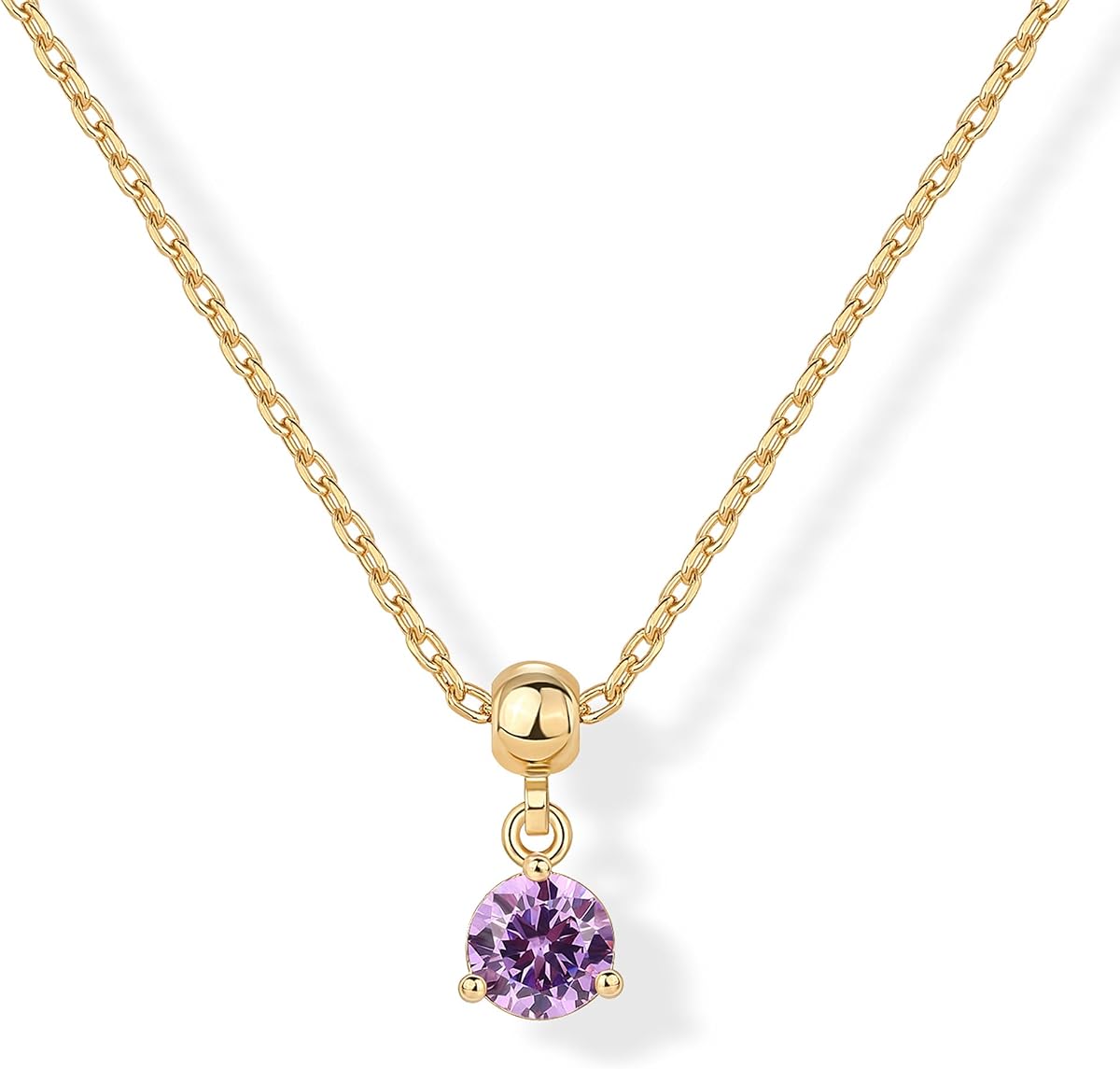 PAVOI Collares delicados con piedras natales chapados en oro de 14 quilates con dijes para mujer | Collar de piedra de nacimiento de cadena ajustable para mujer, colgantes extraíbles de circonita cúbica, regalos de joyería