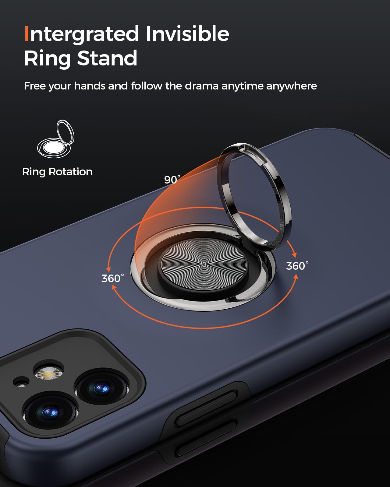KRAFTCARE IPhone 12 Hülle Mit Ständerring – Stoßfest, Magnetisch, Inkl. Displayschutz, Blau
