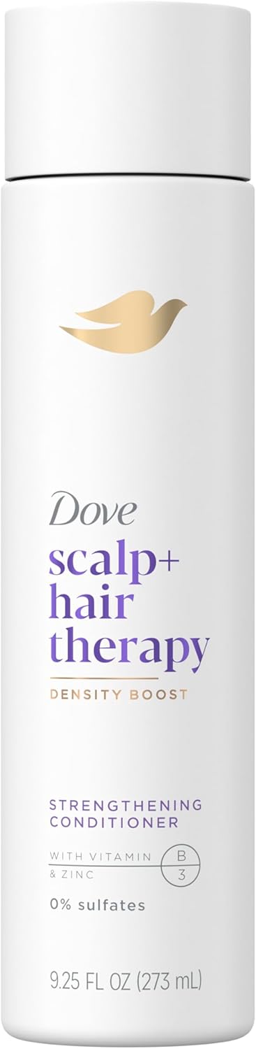 Dove Density Boost Strengthening Conditioner Scalp + Hair Therapy for protecting against premature breakage, with Vitamin B3, Zinc and 0% sulfates, 9.25 oz