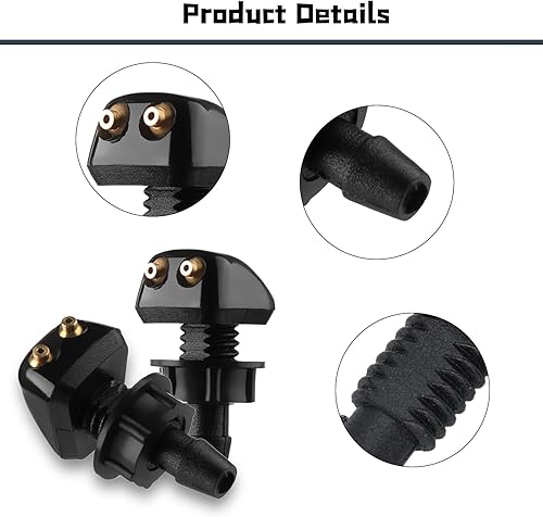 Miniatura 5 de jogpun 2 piezas de limpiaparabrisas delantero de automóvil, boquillas de limpiaparabrisas automotrices, repuesto de rociador, kit de boquilla de