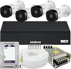 Kit Cftv 4 Cameras Full Hd Dvr Intelbras 3004-C 1T WD Purple