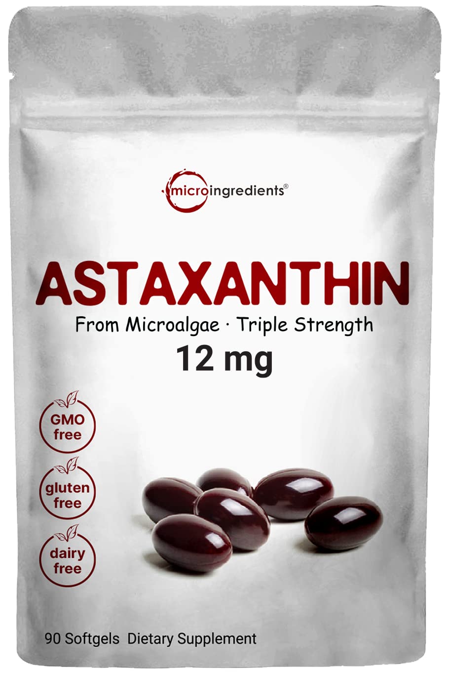 Buy Natural Astaxanthin 12mg, 90 Softgels, 3 Month Supply, Premium