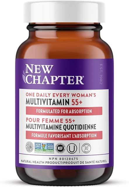 New Chapter Every Woman's One Daily 55+ - Multivitamin for Women - Supports Immune, Bone & Vision Health - Gentle on the Stomach - Non-GMO, Gluten Free, Dairy Free, Vegetarian & Kosher - 30 Tablets