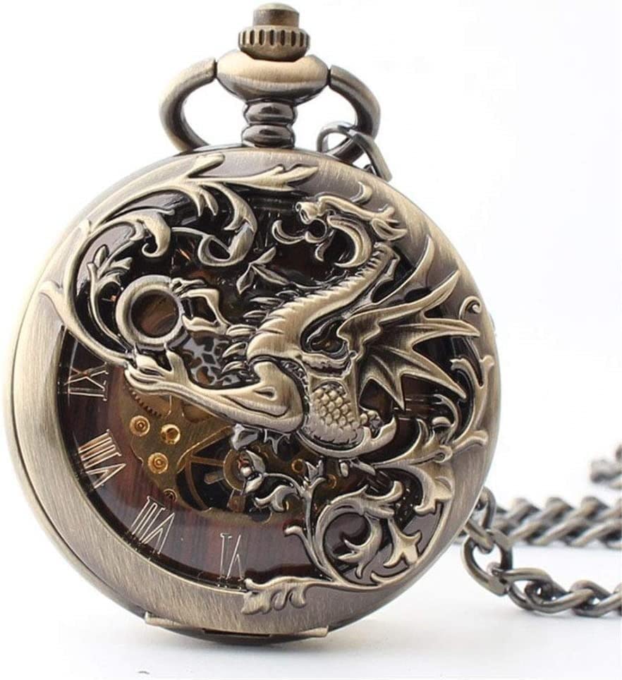 Desconocido Reloj de Bolsillo, Reloj de Bolsillo con Cadena Vintage Cuarzo Medio Cazador Regalo de Moda
