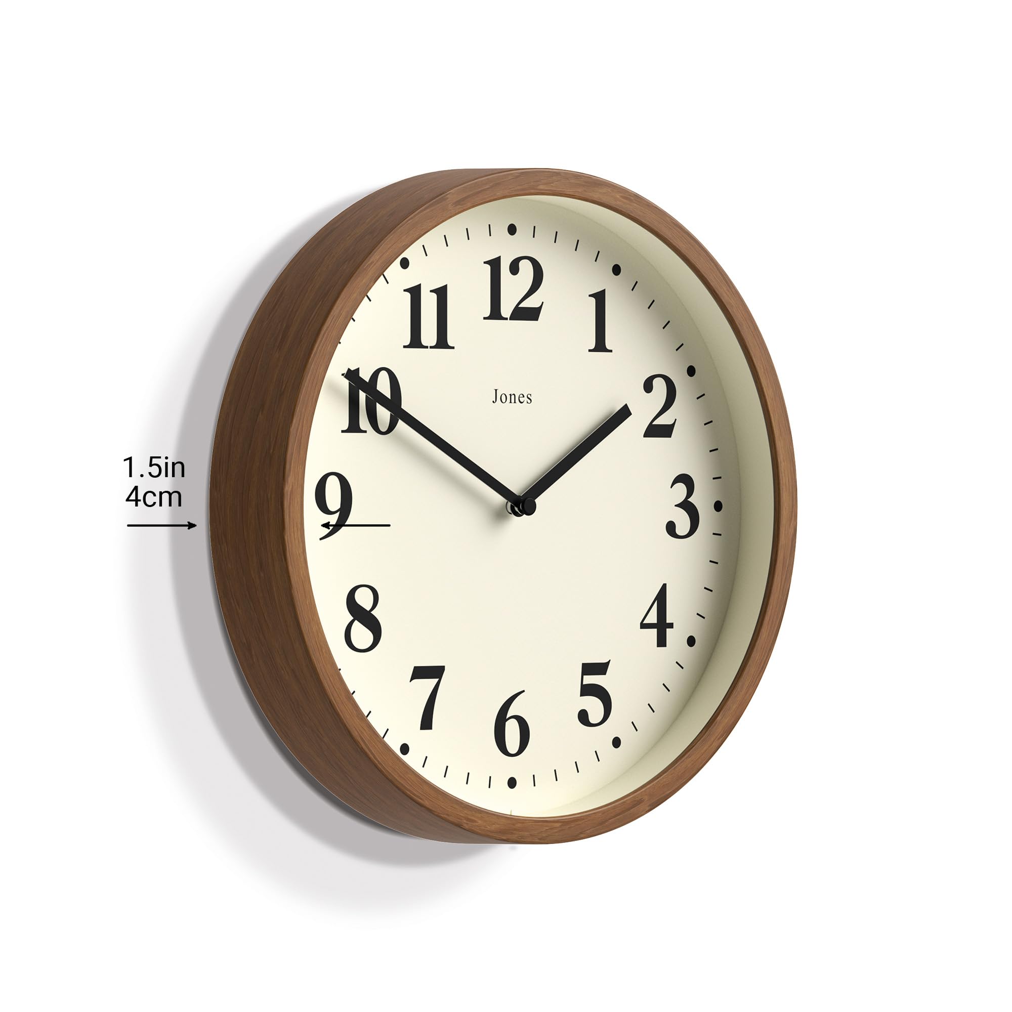 Jones Clocks® Lodge wall clock, Dark Faux Wood, 9.8 Inches - Image 4