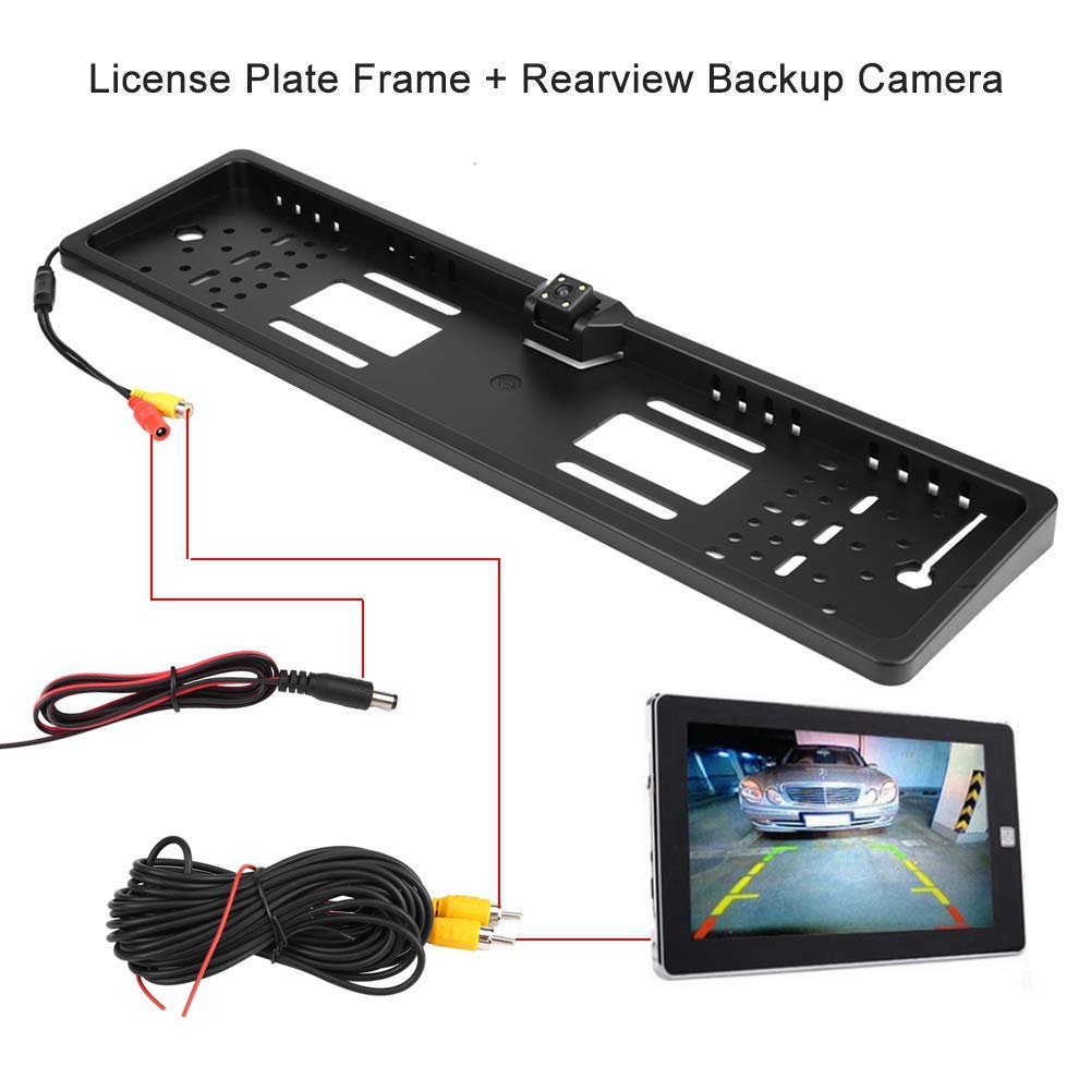 KIMISS Telecamera Targa Posteriore Full HD 140° – IP67 Impermeabile Con Visione Notturna Per Parcheggio E Retromarcia