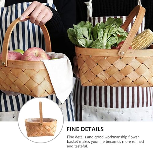 Miniatura 7 de BESTOYARD Cesta de mimbre de ratán para Pascua, cestas de madera con asas para decoración de Pascua, otoño, picnic, jardinería, fiestas, bodas,