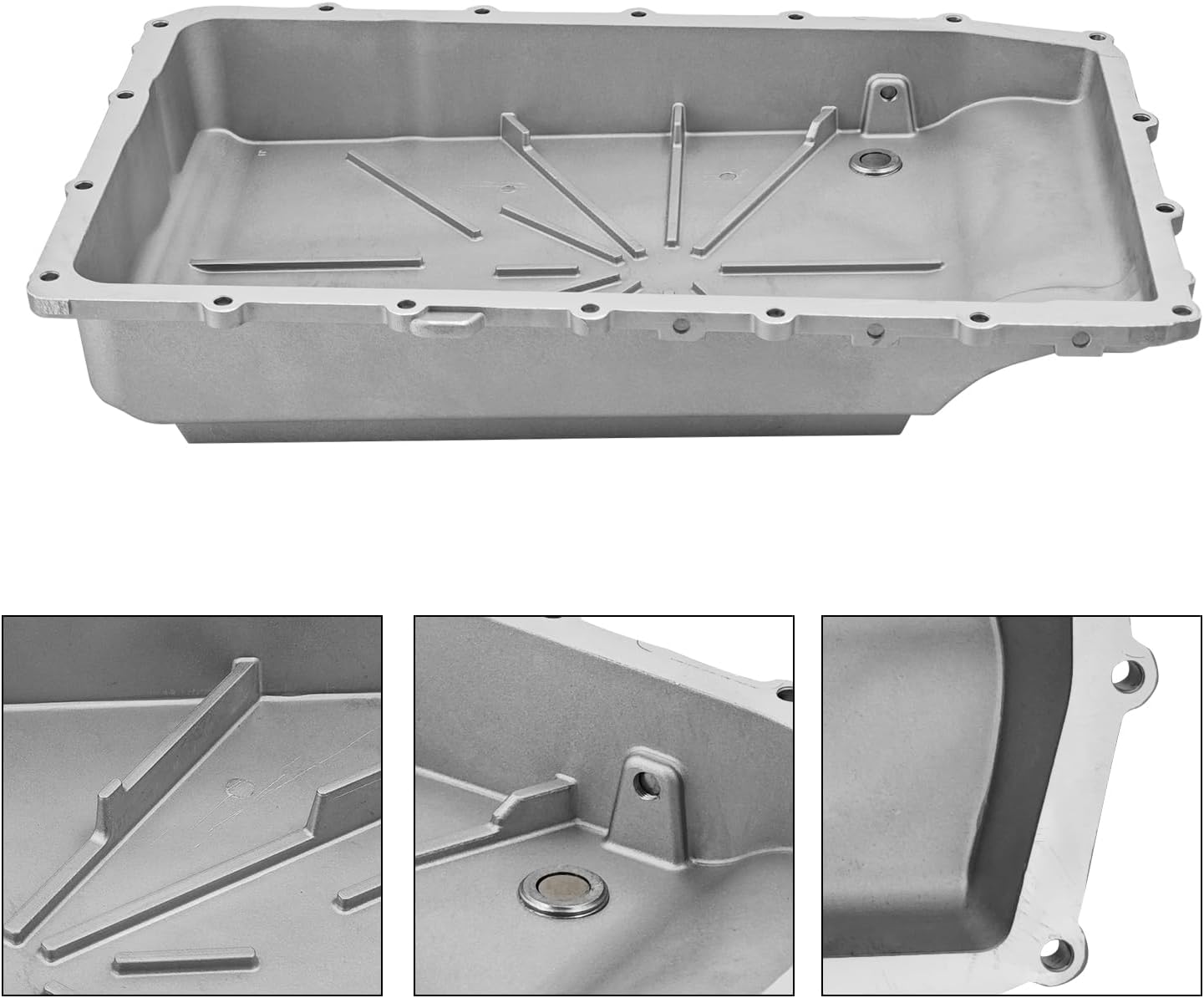 328053200 Heavy-Duty Cast Aluminum Shallow Transmission Pan Fit for Ford F-150 Mustang Bronco Expedition Ranger Lincoln Navigator 2017-2025 2.0/2.2/2.3/2.5L l4 2.7/3.0/3.3/3.5L V6 3.2L l5 5.0/5.2L V8