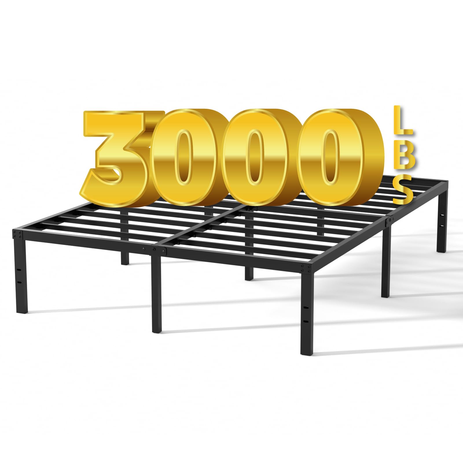 16 Inch Full Bed Frame, Metal Platform Bed Frame with Steel Slats, Storage Space Under Frame, Easy to Assemble, No Box Spring Needed