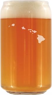 Hawaii State Outline Beer Can Pint Glass - State Themed Drinking Decor and Gifts for Hawaiian Women & Men - 16 Oz Glasses
