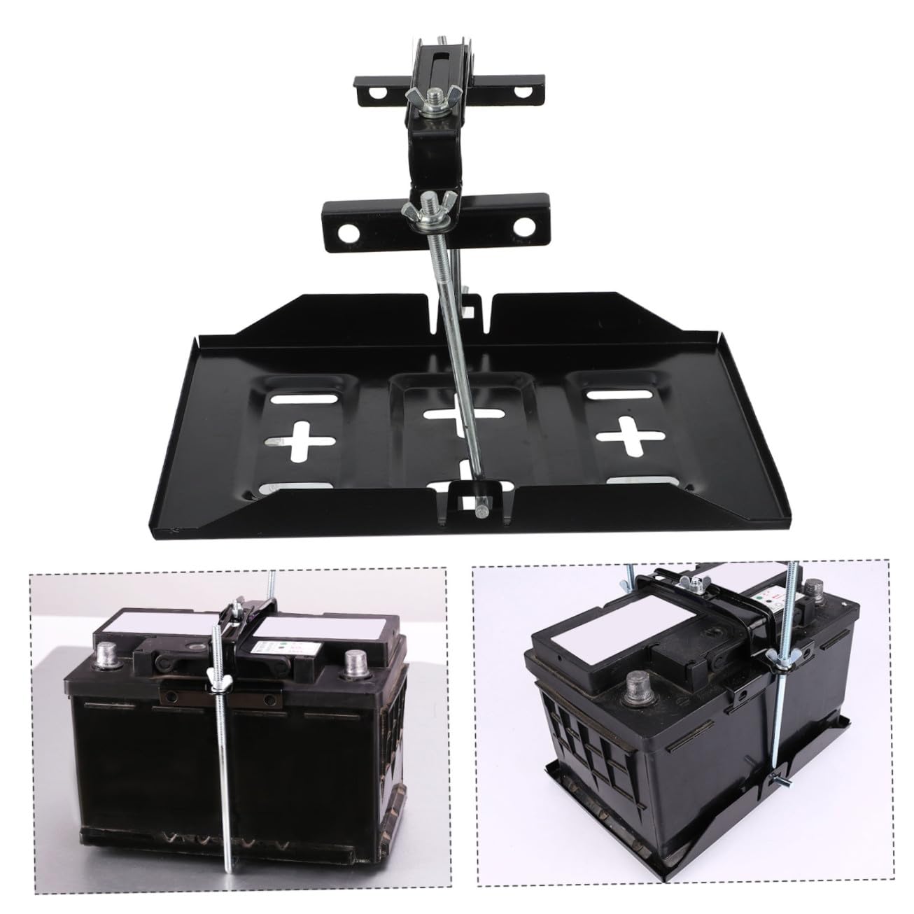 Support de Fixation en Fer Noir 1 Set pour Batterie de Voiture