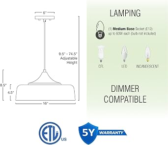Kira Home Riley 16 Large Modern White Pendant Light for Kitchen Island
