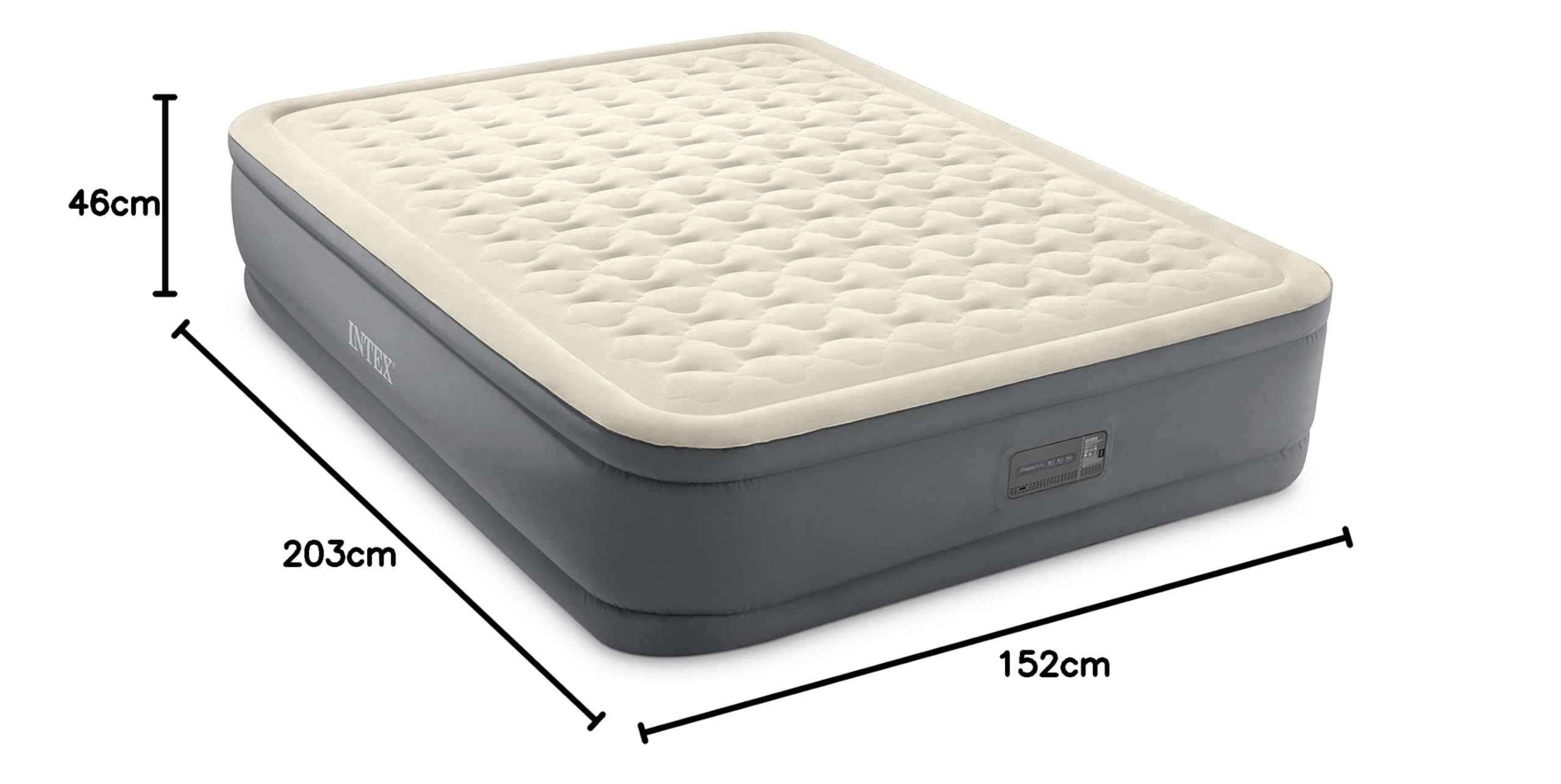 Intex 64926ND - Materasso Dura-Beam Elevated PremAire Matrimoniale con Pompa Elettrica e USB, 152x203x46 cm