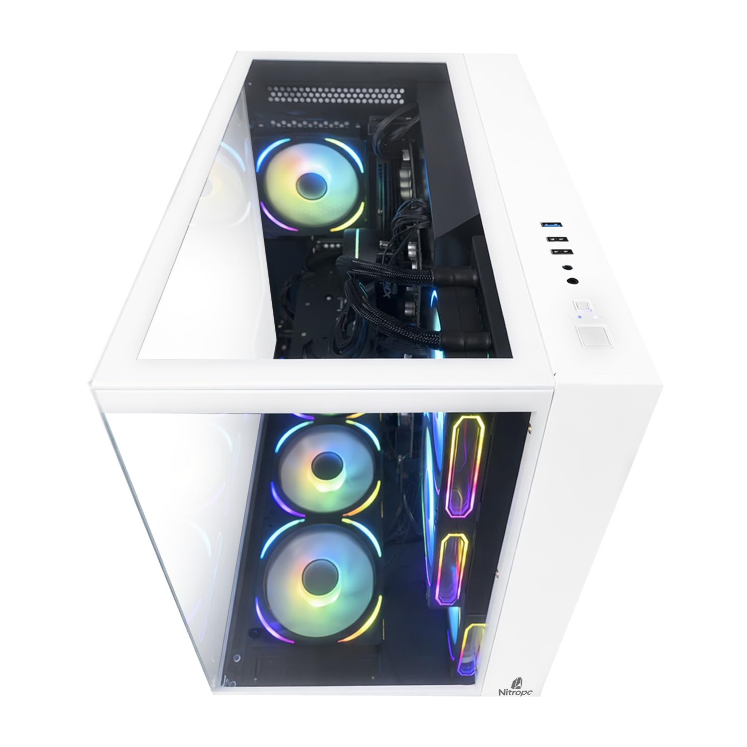 NitroPC - Pack Extremo | PC Gaming Completo (AMD Ryzen 7 5800X 3.8GHz, RTX 5060 8GB, RAM 32GB, M.2 1TB, Windows 11 Pro, RGB | WiFi, Monitor 24", Teclado, ratón, Auriculares) PC sobremesa (Blanco)