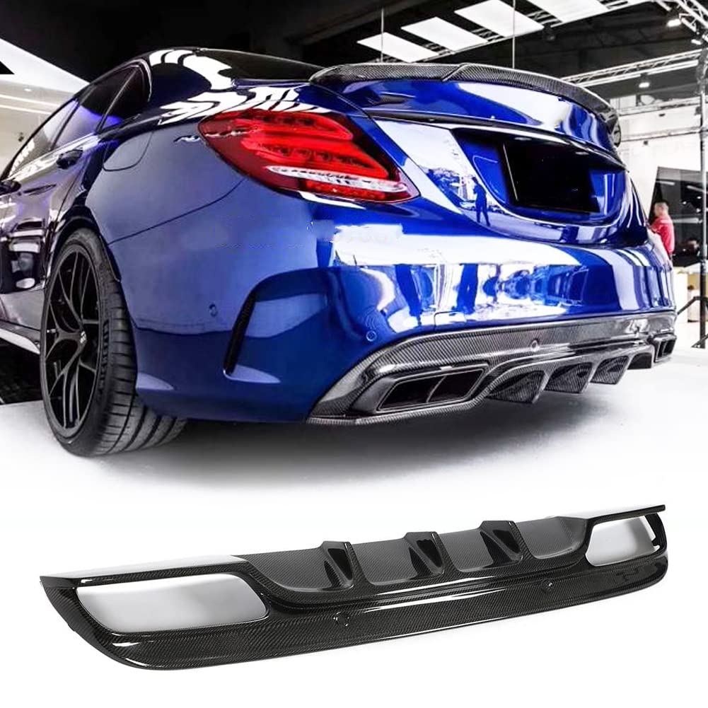 Carbon Fiber Rear Diffuser Fits for Mercedes Benz C Class W205 C200 C250 C300 C400 C43 C63 AMG Sport Sedan 4-Door 2015-2019 Bumper Cover Lower Lip Spoiler Valance Protector Factory Outlet