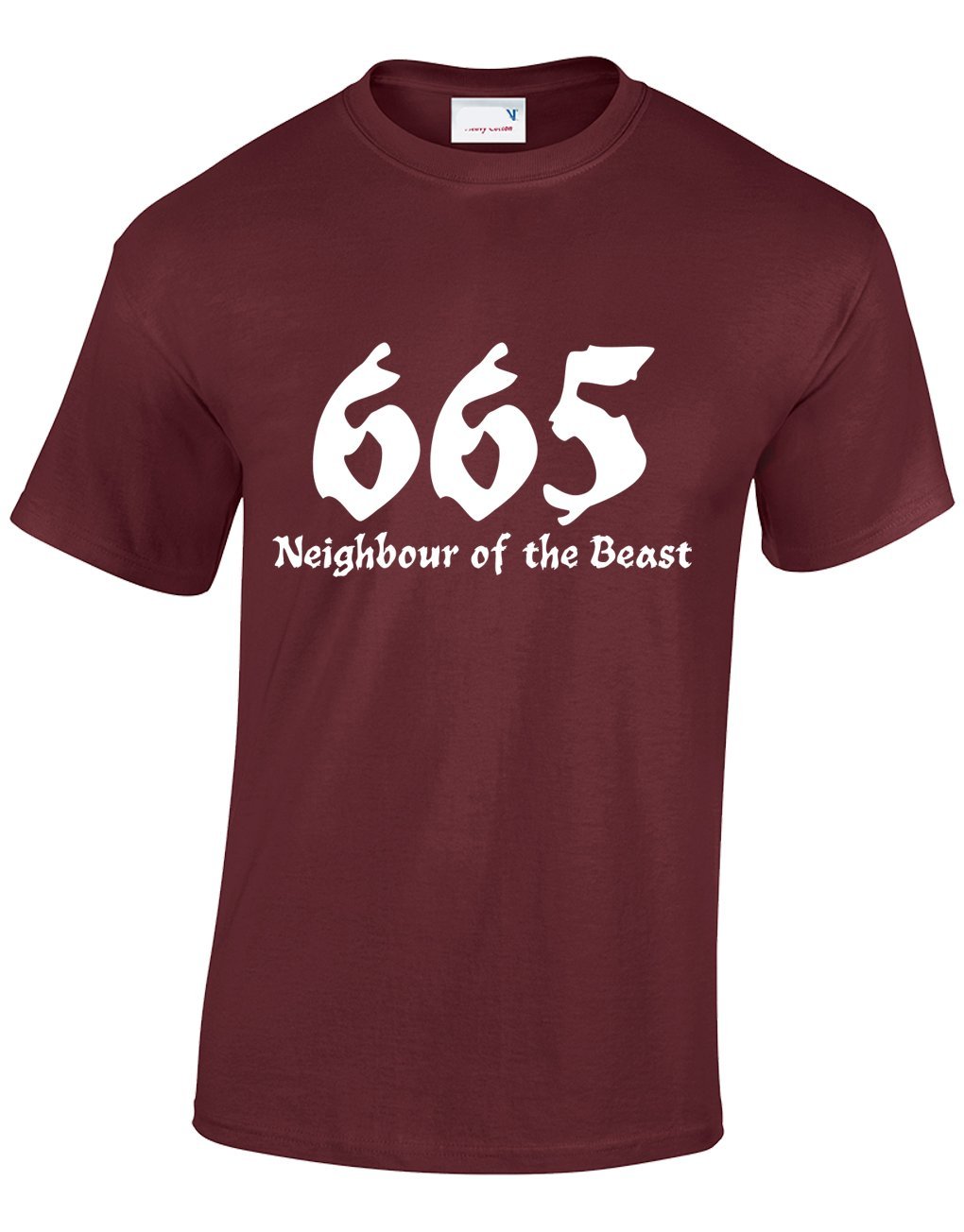 Crown Designs 665 Neighbour of The Beast Funny Cool for Men & Teenagers T-Shirts Tops - Maroon/XX-Large